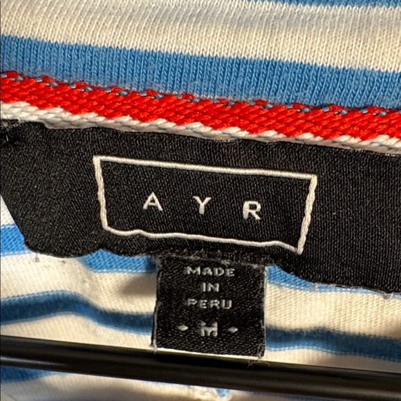 AYR Blue & White French Fry Striped Long Sleeve Tee Shirt Top size medium - Picture 6 of 7